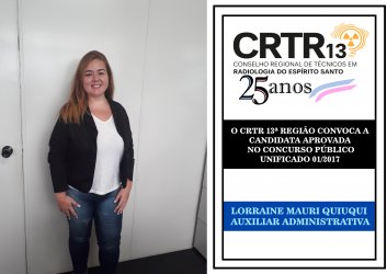 O CRTR 13ª REGIÃO CONVOCA A  CANDIDATA APROVADA  NO CONCURSO PÚBLICO  UNIFICADO 01/2017